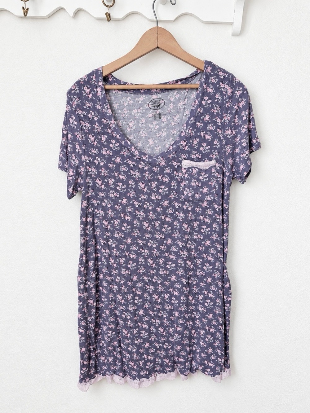 Vintage Y2K Laura Ashley Floral Nightgown Purple Pink Lace Sleep Dress